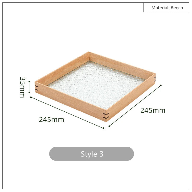 HeMu Vintage cherry-apple flower glass wooden tray tabletop decoration set aromatreatment tea sea reception tea tray